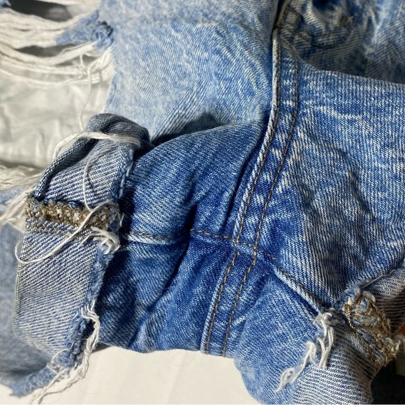 American Eagle Distressed Blue Denim Jean Shorts Festival Shorts 8 - Picture 6 of 14